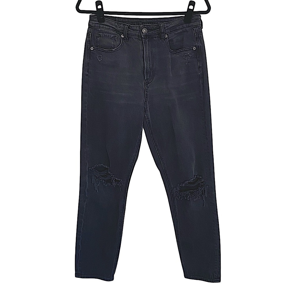 American Eagle Jeans Women’s 6R Black Denim Distressed High Rise Stretch